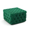 Vintage Green Velvet Buttoned Footstool Chesterfield Button Design Square Stool