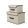 Large & Small Foldable Canvas Storage Folding Box Fabric Clothes Basket with Lid