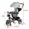 4-in-1 Baby Tricycle Stroller Folding Kids Trike Detachable w/ Canopy Pedal Bike