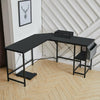 L-Shaped Computer Desk Large Corner Table Workstation with Shelf/Bag/CPU Stand