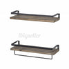 Set of 2 Wooden Floating Wall Shelves Corner Shelf Storage Wood Display Unit UK