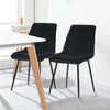 Set of 2 Blue Grey Velvet Dining Chairs Dinning Kitchen Room Metal Leg Padded