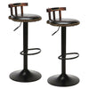 2 x Vintage Bar Stools Round Leather Seat Swivel High Leg Lifting Elegant Backed