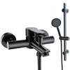Modern Round Head Thermostatic Bar Shower Mixer Bathroom Riser Valve Taps Set UK