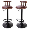 2 x Vintage Bar Stools Round Leather Seat Swivel High Leg Lifting Elegant Backed
