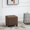 Tufted Ottoman Linen-Touch Fabric Upholstered Footstool Footrest Coffee Table