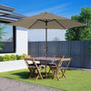 2.5M Outdoor Parasol Round Sun Shade Garden Canopy Umbrella Crank 6 Steel Ribs