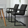 2 Pcs Faux Leather Dining Chairs Armchairs Office Kitchen Brown Grey Industrial