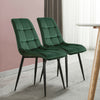 Set of 2 Blue Grey Velvet Dining Chairs Dinning Kitchen Room Metal Leg Padded