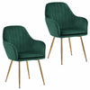 2 Velvet Leisure Dining Chairs Padded Bucket Seat Tub Armchair w/Gold Metal Legs