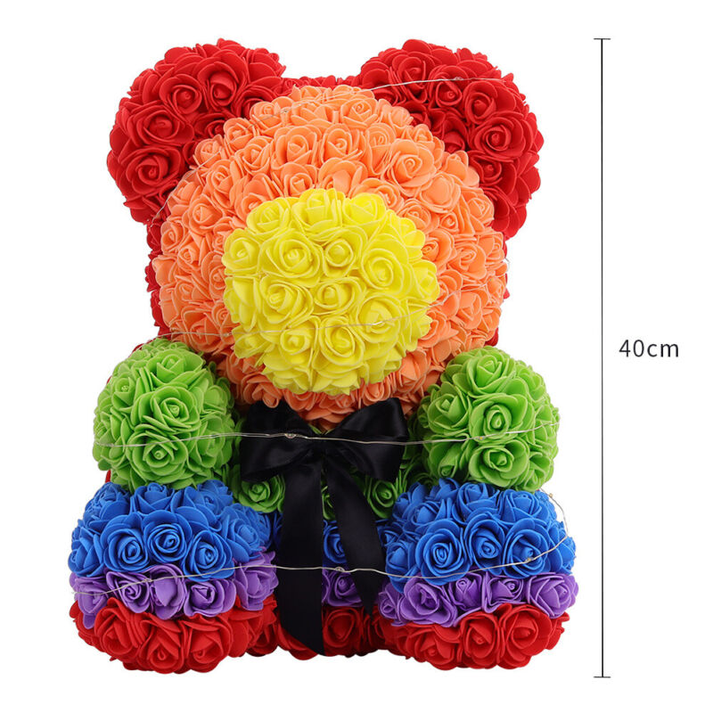 LED FOAM ROSE BEAR ARTIFICIAL FLOWER ROSE TEDDY BEAR DOLL FADDISH LOVE GIFT BOX