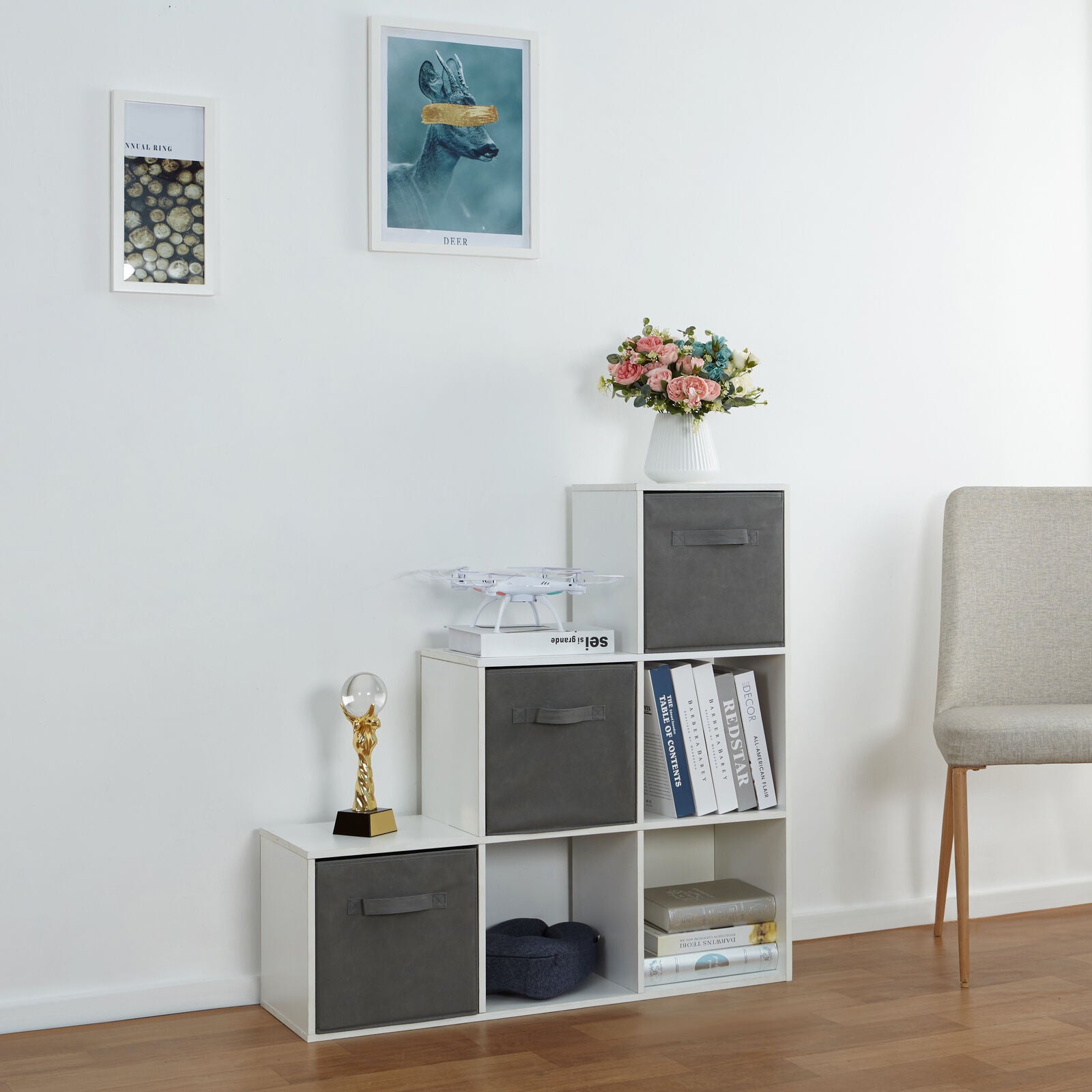 6/9 Cube Wooden Bookcase Shelving Unit Display Storage Shelf Home Office White