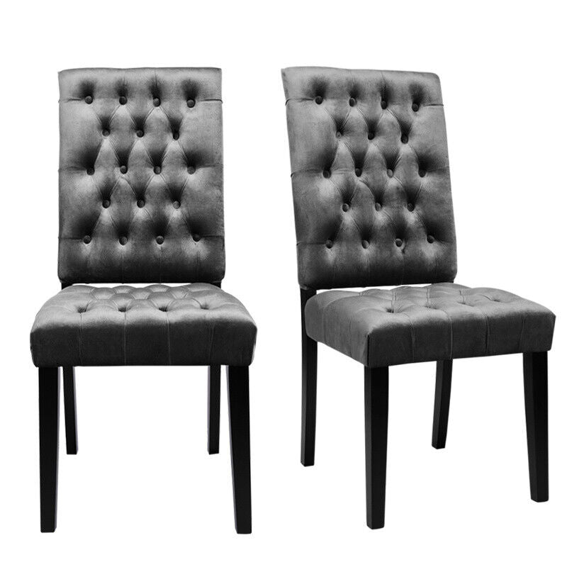 High Back Knocker Ring 2/4X Dining Chair Fabric/PU Leather Buttoned Side Chairs