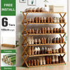 6 Tiers Folding Bamboo Shoe Rack Wooden Shoe Storage Footwear Storage Shelves