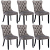 Set of 2/4/6x Velvet Dining Chairs with Wooden Legs for Home Dining Room Kitchen