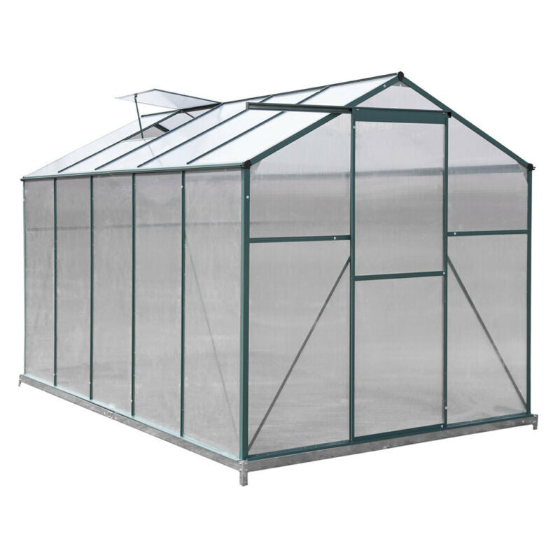 4x6/6x6/8x6/10x6FT Greenhouse Polycarb Panel Aluminium Frame Slid Door + Base