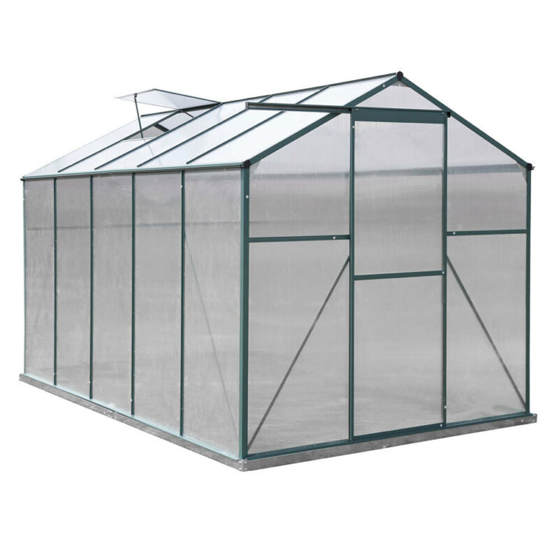4x6/6x6/8x6/10x6FT Greenhouse Polycarb Panel Aluminium Frame Slid Door + Base