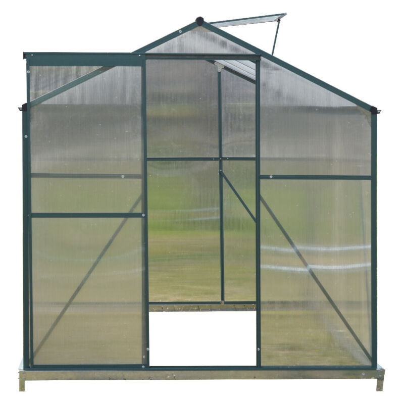 4x6/6x6/8x6/10x6FT Greenhouse Polycarb Panel Aluminium Frame Slid Door + Base