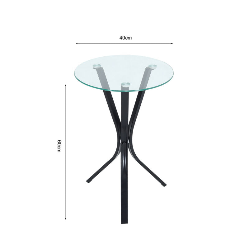 Tempered Glass Tea Coffee Table Side Small End Stand Teapoy Desk Metal Pedestal