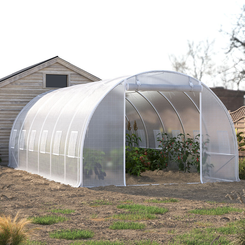 Walk-in Poly Tunnel Green House Galvanized Frame Outdoor Garden Planting Shed XL