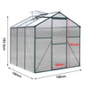 4-10ft Aluminium Greenhouse with/Door Window Galvanized Base Polycarbonate Panel