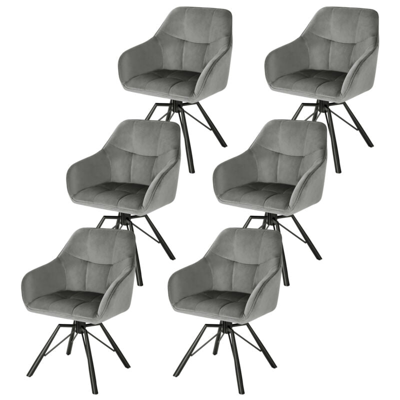 1/2/4/6x Velvet Padded Dining Chair w/ Backrest Swivel Kitchen Lounge Armchair