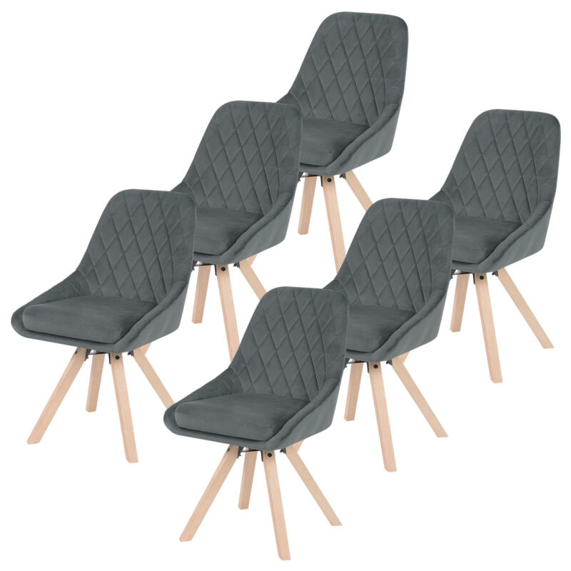 2/4/6x Dining Chairs Velvet Upholstered Backrest 360° Swivel Chairs Living Room