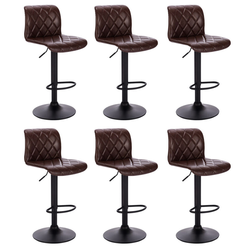 1/2/4/6x Bar Stool Faux Leather Breakfast Home Stool Swivel Gas Lift Bar Chair