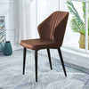 2/4/6pcs Dining Chairs Set Faux Leather Seat Back Metal Legs Kitchen Chair
