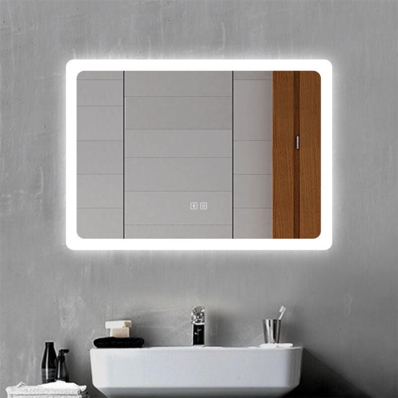Bluetooth Bathroom Mirror with LED Light 3 Colors Touch Sensor Demister Pad