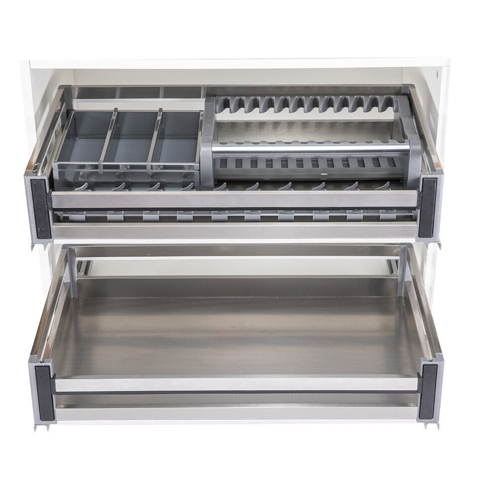 Kitchen Cupboard Base Larder Pull Out Basket Drawer Stainless Steel Storage Unit