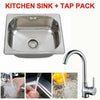 Single Bowl Laundry Stainless Steel Kitchen Sink + Single Lever Chrome Brass Tap