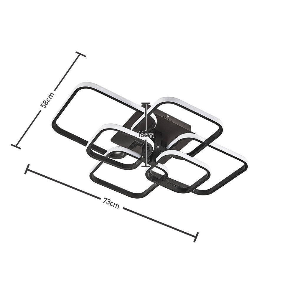 LED Ceiling Light Aluminum Square Lamp Chandelier Fixture White Black Gold Frame