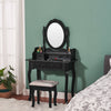 Wooden Dressing Table w/4 Mirror Stool Vanity Makeup Desk Stool Set White/Black