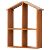 Wall Mounted Storage Cabinet House Shape Shelf Wooden Storage Unit Brown Home