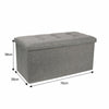 GREY LARGE LINEN FOLDING STORAGE OTTOMAN POUFFE SEAT FOOT STOOL STORAGE BOX