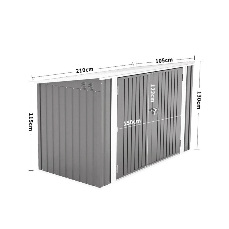 XL 6/7FT LARGE STORAGE SHED LOCKABLE UNIT DUSTBIN GARDEN OUTDOOR TOOL & BIKE BIN