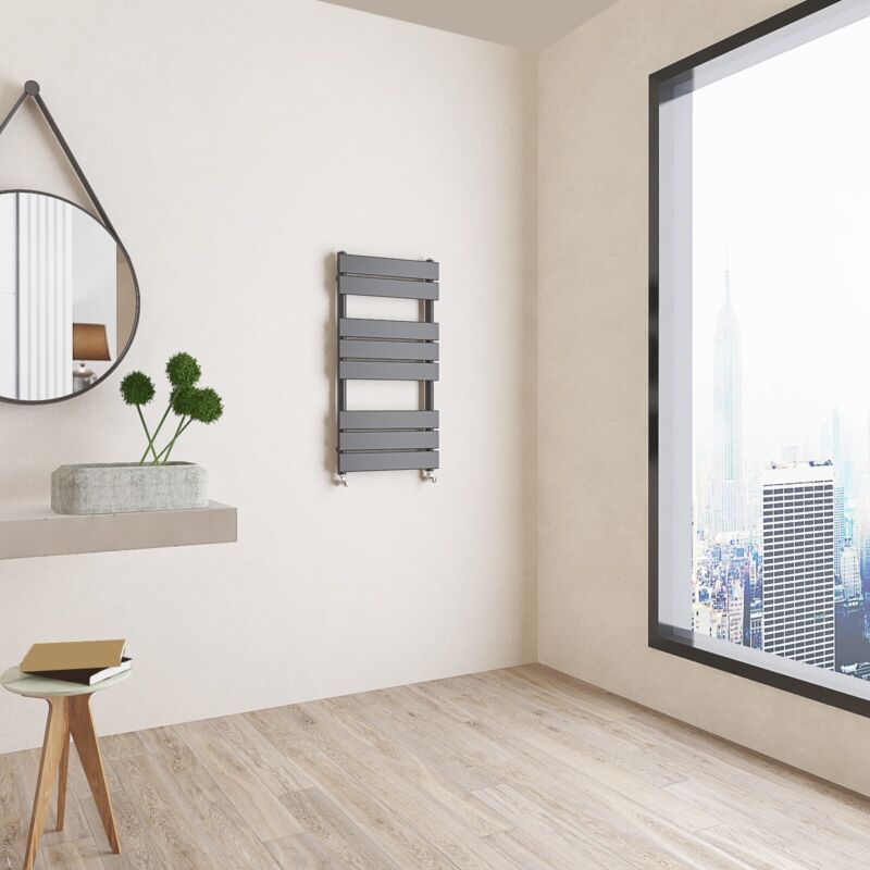 Bathroom Radiator Heated Flat Panel Straight White Black Anthracite Chrome