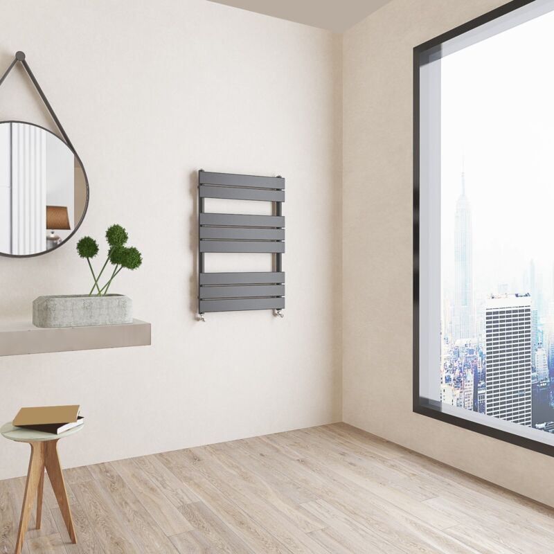 Bathroom Radiator Heated Flat Panel Straight White Black Anthracite Chrome