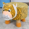 Animal Footstool Upholstered Padded Stool Pouffe Seat Chair Sturdy Wooden Legs