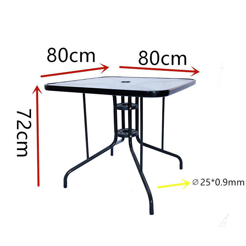 GARDEN PATIO TEMPERED GLASS TOP TABLE FOR OUTDOOR BISTRO CAFE COFFEE TEA TABLES