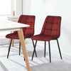 Set of 2 Blue Grey Velvet Dining Chairs Dinning Kitchen Room Metal Leg Padded