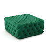 Vintage Green Velvet Buttoned Footstool Chesterfield Button Design Square Stool