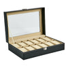 MENS 6 10 12 GRIDS PU LEATHER WATCH DISPLAY CASE COLLECTION STORAGE HOLDER BOX