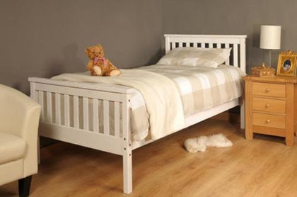 Single Bed in White 3ft Single Bed Wooden Frame White