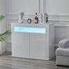 LED High Gloss Cupboard Wood Cabinet Storage Side End Living Room Furniture