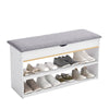 Wooden Ottoman Shoes Storage Rack Bench Padded Grey Seat Cabinet Cupboard Stand