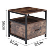 Industrial Bedside Table Cabinet Wooden Nightstand Storage Unit Drawer Bedroom