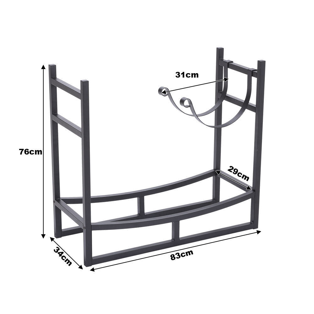 Heavy Duty Firewood Log Wood Rack Storage Holder Large Space Metal Shelf Stand