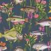 HOLDEN LAGOON FISH FLOWERS WALLPAPER FEATURE WALL DECOR - WHITE TEAL BLUE GREEN